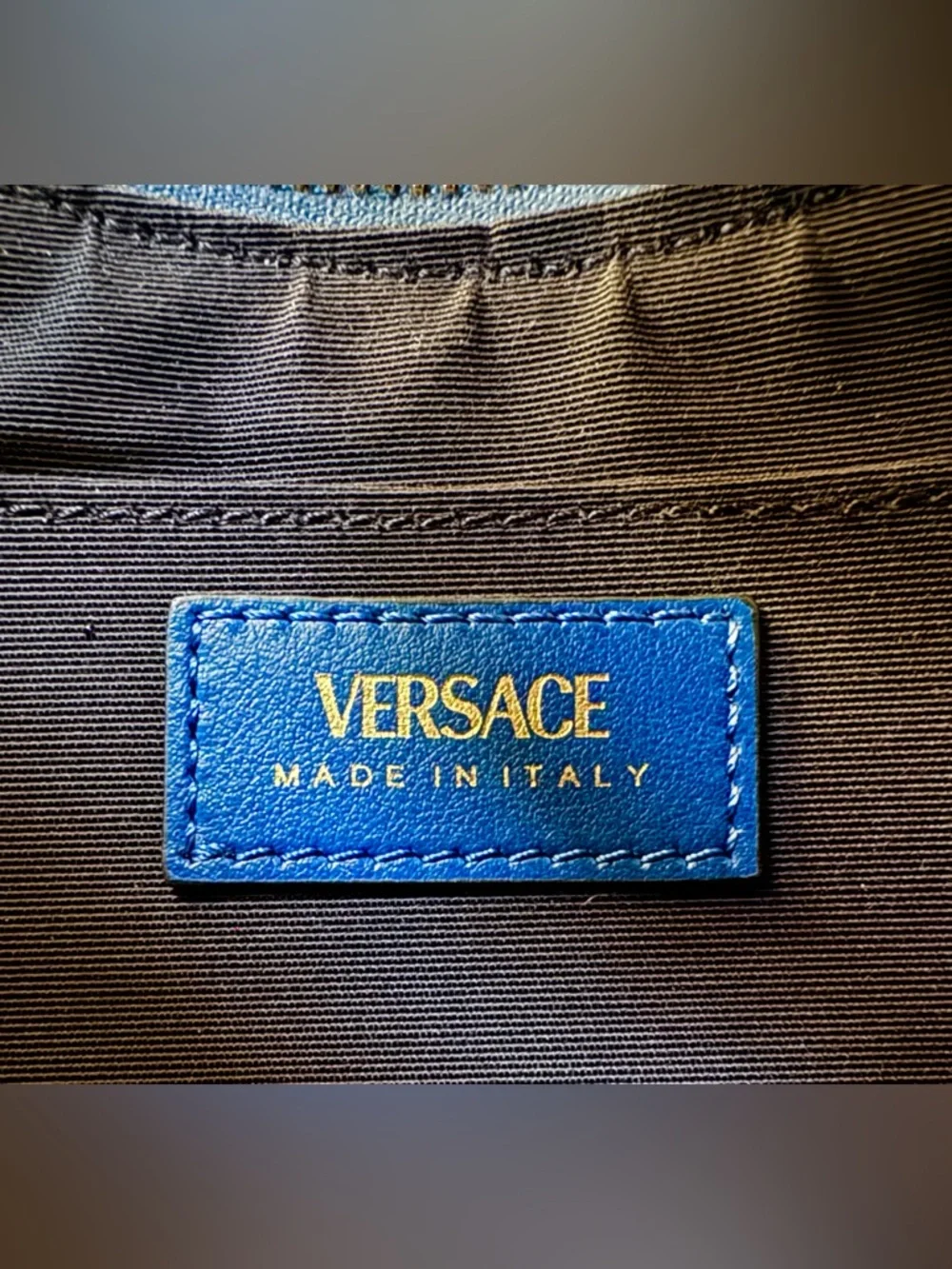 VERSACE NWT Denim Medusa Quilted 2-Way Shoulder Crossbody Bag Blue Gold - Picture 9 of 13